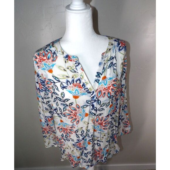 Daniel Rainn Blouse Womens Large Paisley Floral Rayon Loose Fit Blouse - Picture 8 of 8